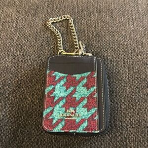 AUTHENTIC: COACH Black & Teal (Turquoise) & Burgundy Mini Coin Purse